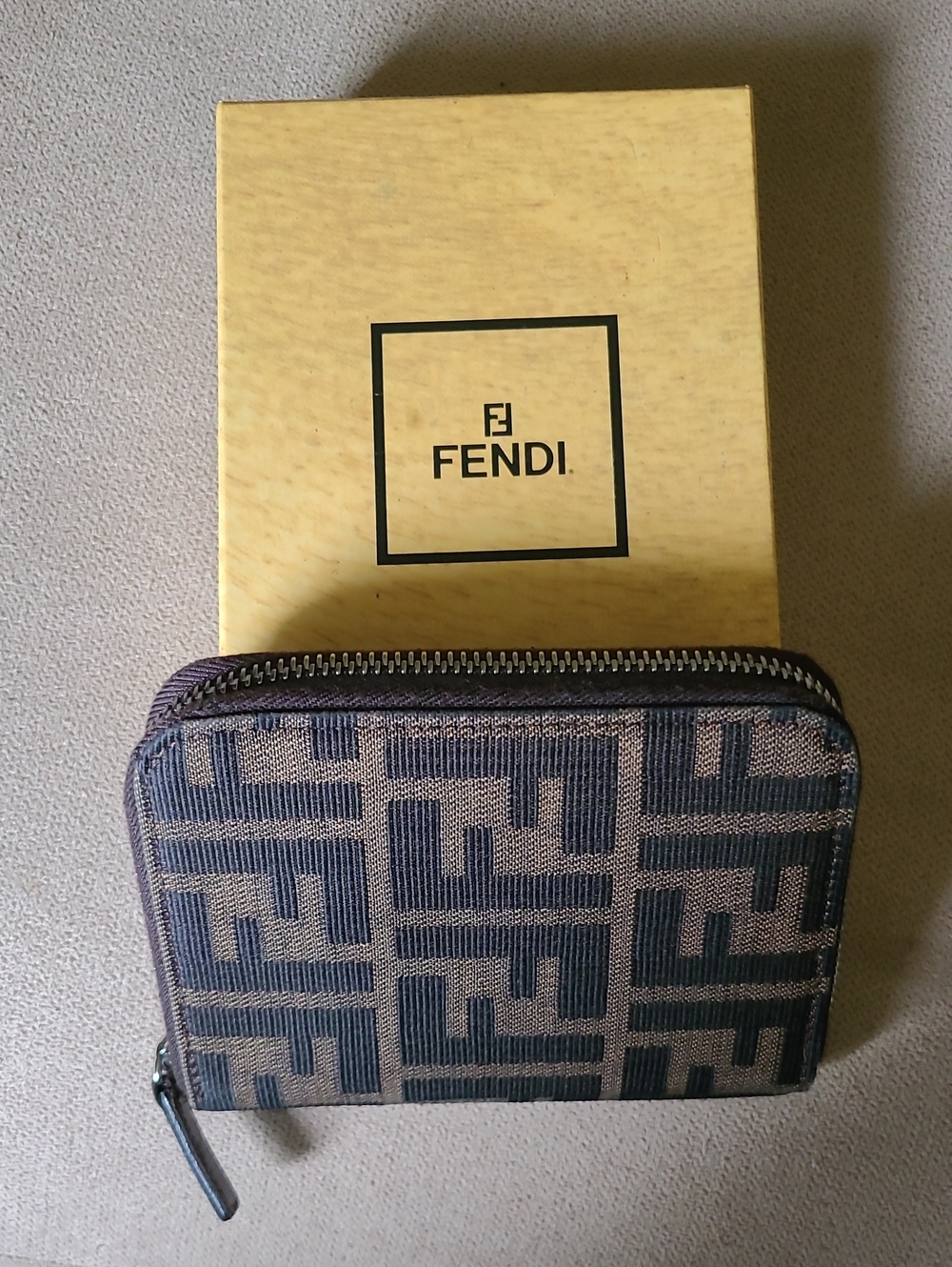 Fendi Unisex Zucca Print Zip Around Wallet
